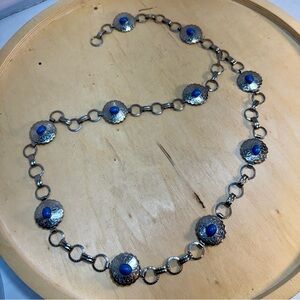 Silver and Blue Women's Chain Belt